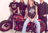 Red Rocker Bobber with Michael Allman Photo shoot for Born to Ride Magazine